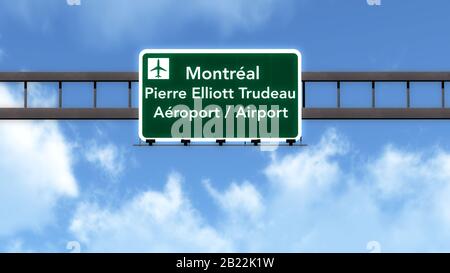 Montreal Canada Airport Highway Road Schild 3D-Abbildung Stockfoto