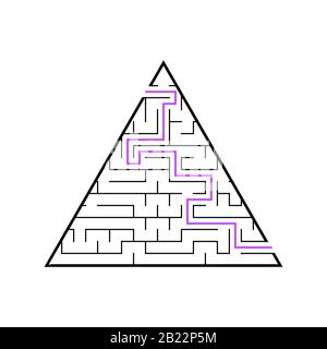 Ein dreieckiges Labyrinth, eine Pyramide mit schwarzem Schlaganfall. Ein Spiel für Kinder. Einfache flache Vektorgrafiken isoliert auf weißem Hintergrund. Mit den ans Stock Vektor