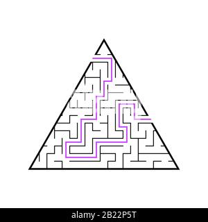 Ein dreieckiges Labyrinth, eine Pyramide mit schwarzem Schlaganfall. Ein Spiel für Kinder. Einfache flache Vektorgrafiken isoliert auf weißem Hintergrund. Mit den ans Stock Vektor