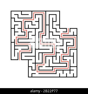 Abstraktes quadratisches Labyrinth mit ein- und Ausgang. Einfache flache Vektorgrafiken isoliert auf weißem Hintergrund. Mit einem Platz für Ihre Zeichnungen. Mit dem an Stock Vektor