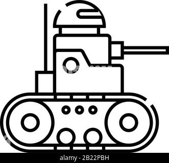 Symbol für militärische Bot-Linien, Konzeptzeichen, Konturvektorabbildung, lineares Symbol. Stock Vektor