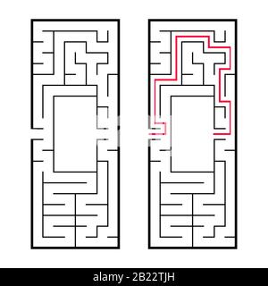 Rechteckiges Labyrinth, Labyrinth. Ein interessantes und nützliches Spiel für Vorschul-Spieler. Ein einfaches Puzzle-Spiel. Einfache flache Vektordarstellung isoliert auf weißem B. Stock Vektor