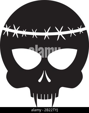 Schädel / Vampir / Tattoo / Schwarz isoliert auf Weiß Stock Vektor