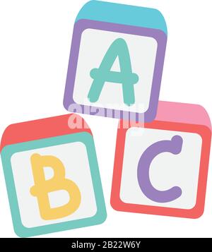 Kinderzone, Spielzeug-Alphabet blockiert Cartoon-Vektor-Illustration Stock Vektor