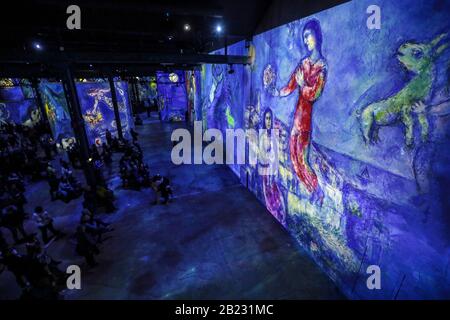 DAS ATELIER DES LUMIERES, PARIS ERSTES DIGITALES KUNSTZENTRUM Stockfoto