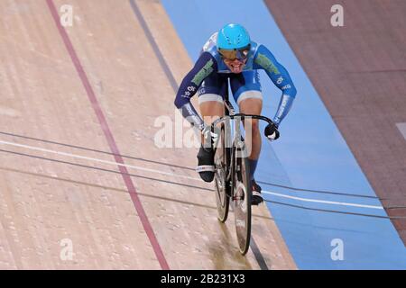 Berlin, Deutschland. Februar 2020. TSZ Chun Law of Hong Kong tritt an Tag 4 der Rad-Bahn-Weltmeisterschaften der Herren auf Dem Veledrom in Berlin an. 29. Februar 2020 (Foto von Mitchell Gunn/Espa-Images) Credit: European Sports Photographic Agency/Alamy Live News Stockfoto