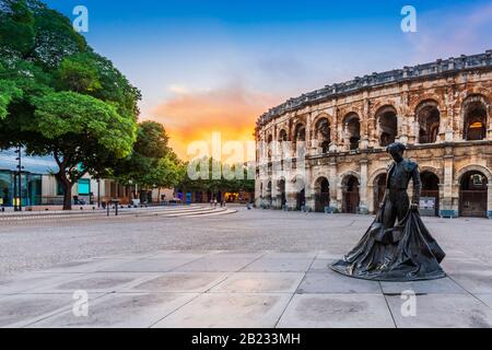 Nimes, Frankreich. Das alte römische Amphitheater. Stockfoto