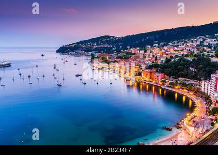 Villefranche sur Mer, Frankreich. Küstenstadt an der französischen Riviera oder Cote d'Azur. Stockfoto