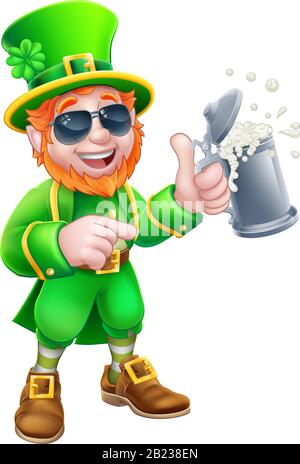 Leprechaun St Patricks Day Zeichentrickfigur Stock Vektor