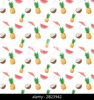 Ananas nahtloses Muster Box Textur tropische Früchte Muster geometrische Illustration Clip Art auf weißem Hintergrund Stockfoto