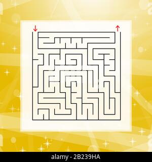 Ein quadratisches Labyrinth. Ein interessantes und nützliches Spiel für Kinder und Erwachsene. Einfache flache Vektorgrafiken auf einem farbenfrohen abstrakten Hintergrund Stock Vektor