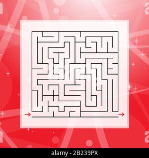 Ein quadratisches Labyrinth. Ein interessantes und nützliches Spiel für Kinder und Erwachsene. Einfache flache Vektorgrafiken auf einem farbenfrohen abstrakten Hintergrund Stock Vektor