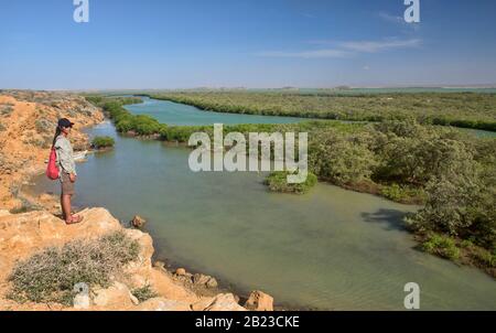 Die Wüste, die Mangrovensümpfe und die Karibik, Punta Gallinas, die Nordspitze Südamerikas, Guajira, Kolumbien Stockfoto