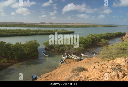 Die Wüste, die Mangrovensümpfe und die Karibik, Punta Gallinas, die Nordspitze Südamerikas, Guajira, Kolumbien Stockfoto