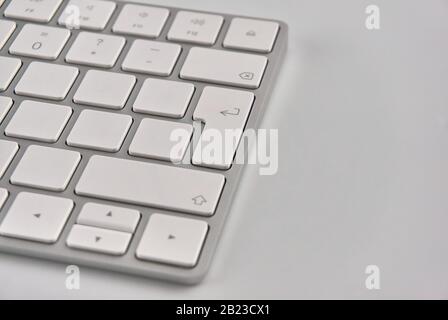 Teil einer Tastatur, in der Nähe einer Planaufnahme Stockfoto