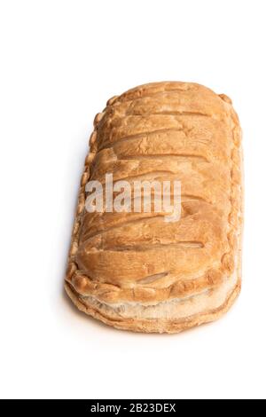 Hausgemachte Flakpasta mit Hackfleischfüllung isoliert auf Weiß Stockfoto