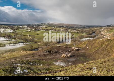 Teesdale und Lunedale von Whistle Crag im Winter Stockfoto