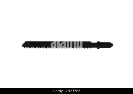 Metall-Stichsägeblatt isoliert auf weiß Stockfoto