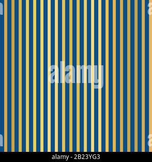Goldene und blaue vertikale Streifen nahtloses Vektormuster. Goldfolie aus Metall und klassische blaue dünne Linien wiederholen den Hintergrund. Goldene glänzende Streifen Stock Vektor
