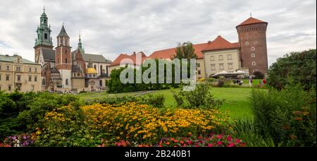 Wawel Castle, Panorama-Blick auf das Schloss Stockfoto