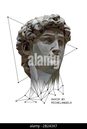 Abstrakte Darstellung von David von Michelangelo. Flacher Poly. Vektorgrafiken. Stock Vektor