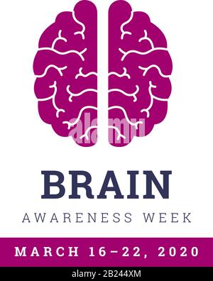 Brain Awareness Week 2020. Vektorgrafiken auf weiß Stock Vektor