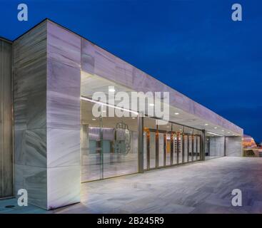 Palacio DE EXPOSICIONES Y CONGRESSOS CABO DE GATA, El Toyo, Almeria, Andalusien, Spanien Stockfoto