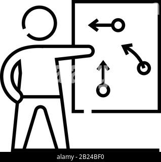 Darstellung des Symbols für die Algorithmenlinie, des Konzeptzeichens, der Konturvektorabbildung und des linearen Symbols. Stock Vektor