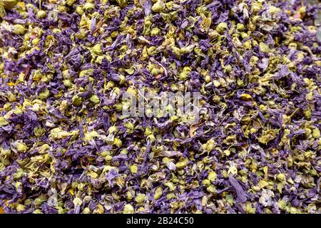 Lavendeltee, Hintergrund. Stockfoto