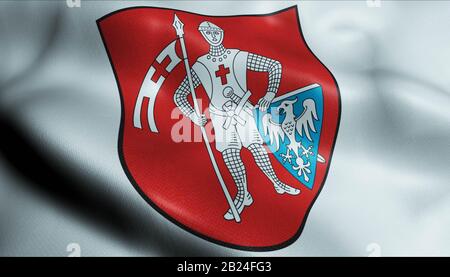 3D-Abbildung einer schwenkenden Flagge von W (Deutschland) Stockfoto