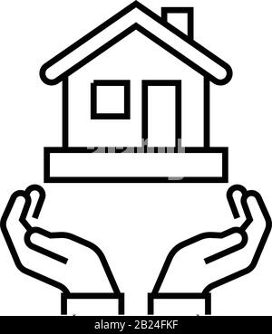 Symbol für Sicherheitslinie für Verlegung, Konzeptschild, Vektorgrafik für Umriss, lineares Symbol. Stock Vektor