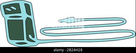 Drahtgebundenes Aufladen für Telefon, Tablet oder andere Geräte im Cartoon-Stil, isoliert auf weißem Hintergrund. Vektor einfache Abbildung. Aufkleber. Stock Vektor