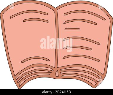 Öffnen Sie das Buch im Cartoon-Stil, das auf weißem Hintergrund isoliert ist. Symbol "Vorzeichen". Vektor einfache Abbildung. Kann als Symbol oder Symbol verwendet werden. Dekorationselement. Handdra Stock Vektor