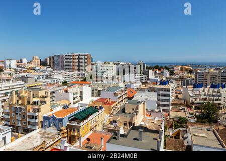 Antenne. Die Südstadt von Portugal Faro Blick von der Spitze Stockfoto