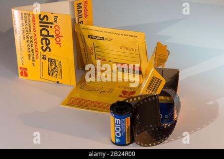 Analoger Kodak Film and Mailer, USA Stockfoto