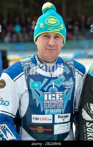 Berlin, Deutschland. Februar 2020. Berlin DEUTSCHLAND - 29. Februar Pavel Nekrasov aus Kasachstan auf dem Eis Speedway of Nations (Tag 1) im Horst-Ohm-Eisstadion, Berlin, am Samstag, 29. Februar 2020. (Credit: Ian Charles   MI News) Credit: MI News & Sport /Alamy Live News Stockfoto