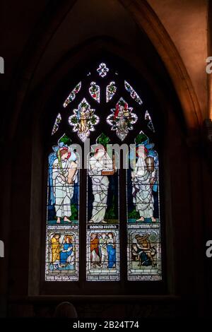 Santa Cecilia Glasfenster in der Oxford Christ Church in Oxford, England, Großbritannien. Stockfoto