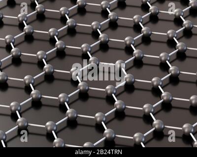 3D-Rendering von Graphen molekulare Struktur - Sechskant geometrische Form Stockfoto