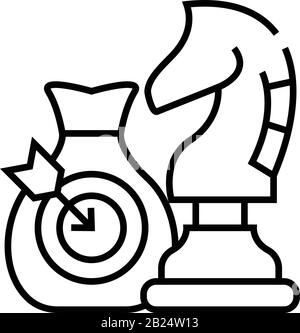Zielzeilensymbol, Konzeptzeichen, Konturvektorabbildung, lineares Symbol. Stock Vektor