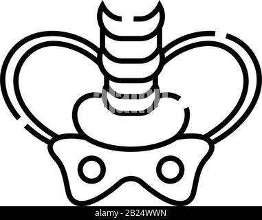 Symbol für Beckengrätenlinie, Konzeptschild, Konturvektorabbildung, lineares Symbol. Stock Vektor