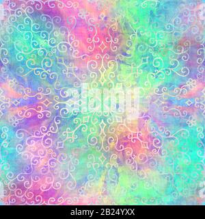 Lebendige holografische Regenbogenfolie Neon nahtlose Kachel Stockfoto