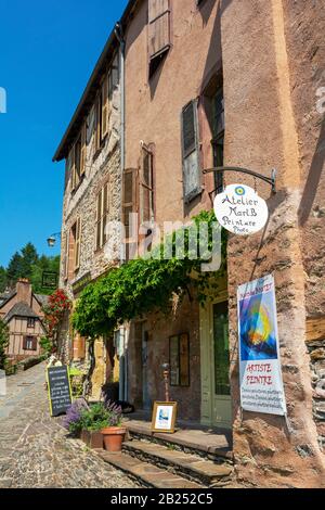 Frankreich, Conques, Stadtzentrum, Künstleratelier Stockfoto