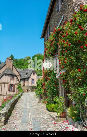 Frankreich, Conques, Stadtzentrum, Chanbres d'Hotes, Unterkunft Stockfoto