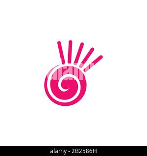 Mit niedlichem, spiralförmigem Logo für das Sonnensymbol Stock Vektor