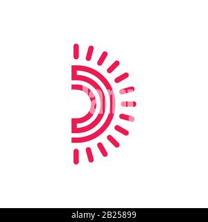Letter d Sun, Logo-Vektor mit geometrischer Linie Stock Vektor