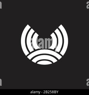 Buchstabe u einfacher Kreis geometrische Streifen Logo-Vektor Stock Vektor