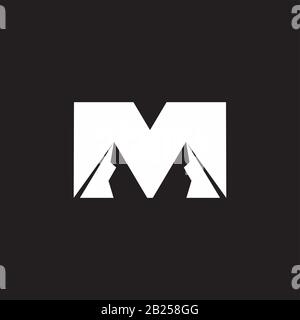 Buchstabe m Bergsymbol flacher negativer Raum Geometrischer Logo-Vektor Stock Vektor