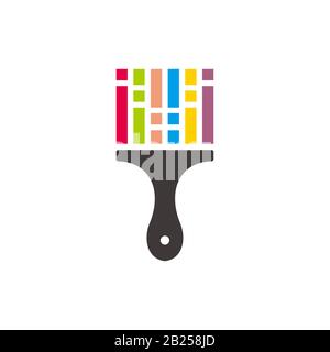 Bunte Farbbürste Symbol Aquarelle Liniendesign Logo Vektor Stock Vektor