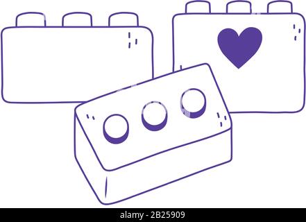 Blockkonstruktion Kinder Spielzeugsymbol Design weißer Hintergrund Vektorgrafik Linienart Stock Vektor