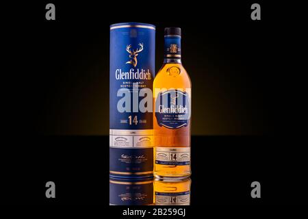 14 Jahre alter Glenfiddich Single Malt Scotch Whisky Stockfoto